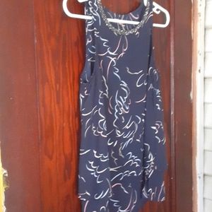 Jucy Couture sz xs Fly Away Rhinestone double chiffon tip sleeveless pink navy